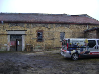 Renovation works on a building in Łęknica